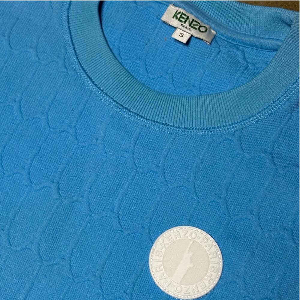 Kenzo Paris Embossed AOP Eiffel Tower Sweater Men's Sz Small Blue